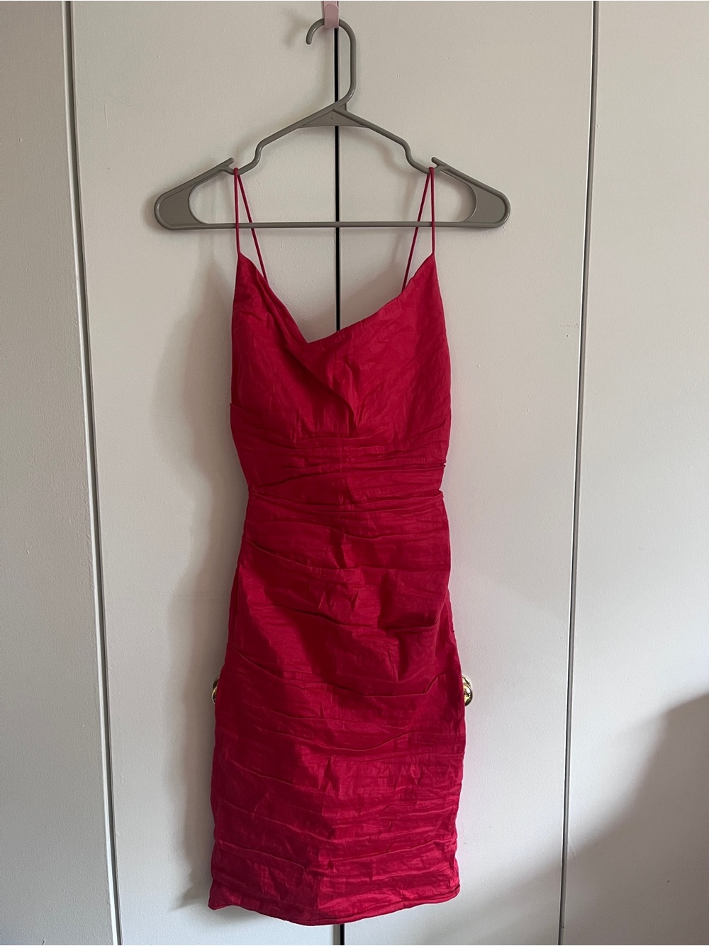 Nicole Miller Red Ruched Bodycon Cocktail Dress Size 2